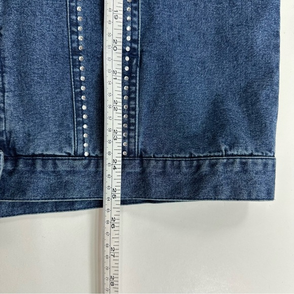 Quacker Factory Rhinestone Denim Jacket Women’s Small Blue Stretch Pockets - Picture 10 of 10